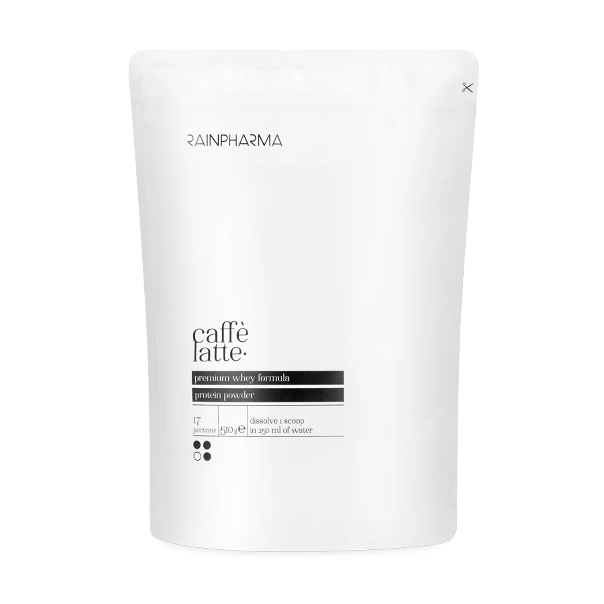 De RainPharma XL Shake Caffè Latte biedt een 450g witte zak premium wei-eiwitpoeder, perfect als eiwitrijk tussendoortje. Geniet van de heerlijke cappuccinosmaak terwijl je je gluten- en caseïnevrije dieet behoudt.
