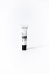 Een kleine tube RainPharma Lip Balm, met een witte body en zwarte dop, staat rechtop op een effen witte achtergrond. Geformuleerd met plantaardige oliën, hydrateert en verzacht het moeiteloos uw lippen.