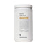 Witte cilindrische container met Rainpharma Blissful Banana Shake-poeder met etiket met ingrediënten en voedingsinformatie.
